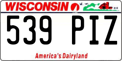 WI license plate 539PIZ
