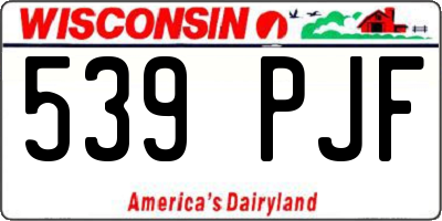 WI license plate 539PJF