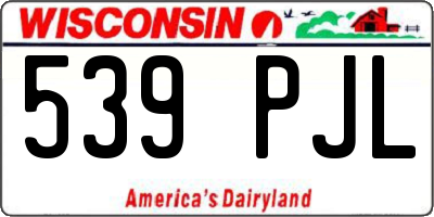 WI license plate 539PJL