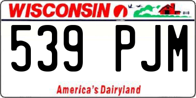 WI license plate 539PJM