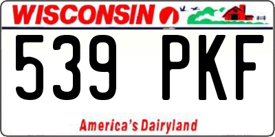 WI license plate 539PKF