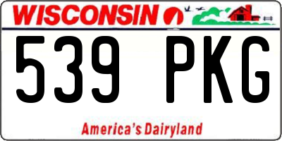 WI license plate 539PKG