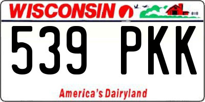 WI license plate 539PKK