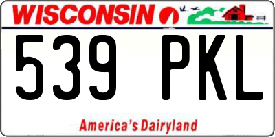 WI license plate 539PKL