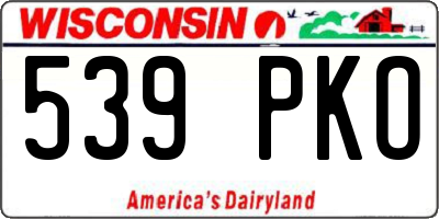 WI license plate 539PKO