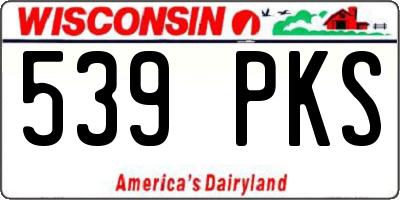 WI license plate 539PKS