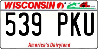 WI license plate 539PKU