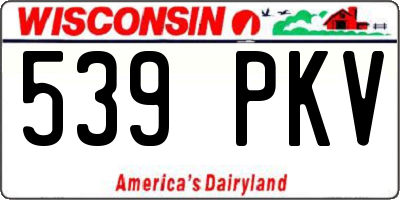 WI license plate 539PKV