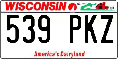 WI license plate 539PKZ