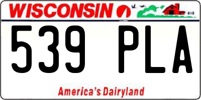 WI license plate 539PLA