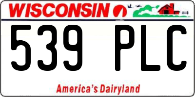 WI license plate 539PLC