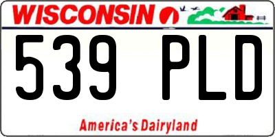 WI license plate 539PLD