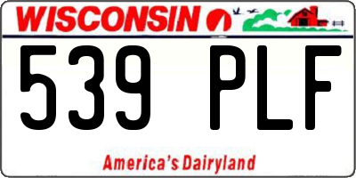 WI license plate 539PLF