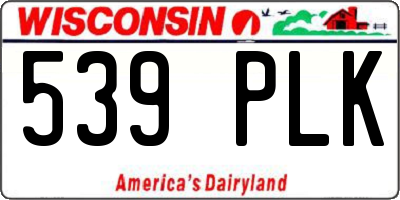 WI license plate 539PLK