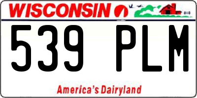 WI license plate 539PLM