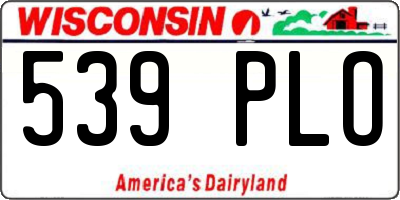 WI license plate 539PLO