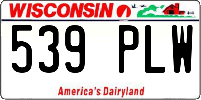 WI license plate 539PLW
