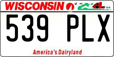 WI license plate 539PLX