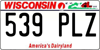 WI license plate 539PLZ