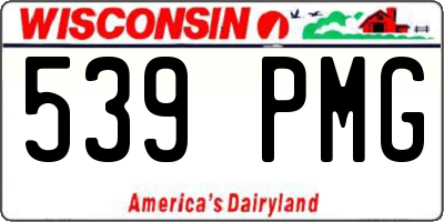 WI license plate 539PMG