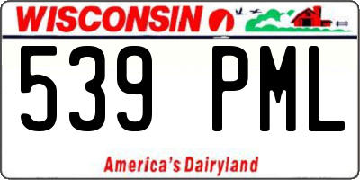 WI license plate 539PML