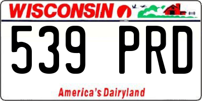 WI license plate 539PRD