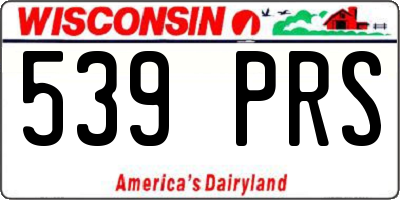 WI license plate 539PRS