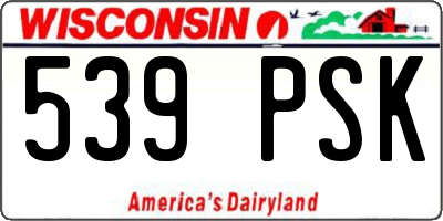 WI license plate 539PSK