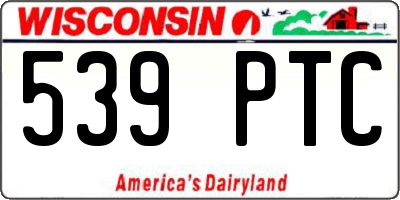 WI license plate 539PTC