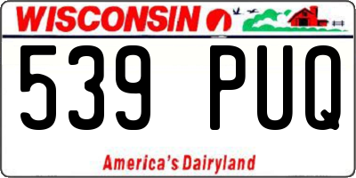 WI license plate 539PUQ