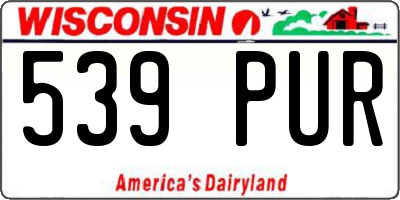 WI license plate 539PUR