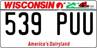 WI license plate 539PUU