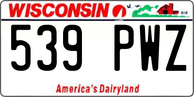 WI license plate 539PWZ