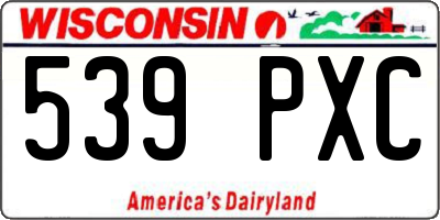 WI license plate 539PXC