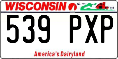 WI license plate 539PXP
