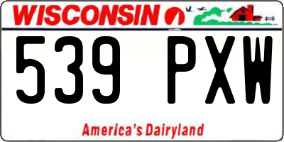 WI license plate 539PXW