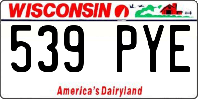 WI license plate 539PYE