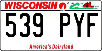 WI license plate 539PYF