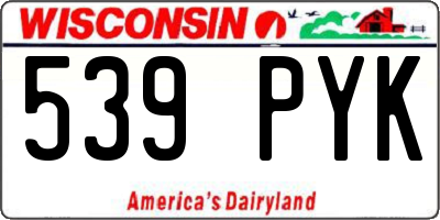 WI license plate 539PYK