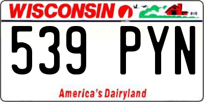 WI license plate 539PYN