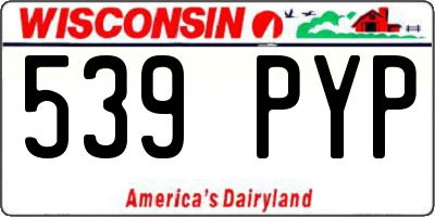 WI license plate 539PYP