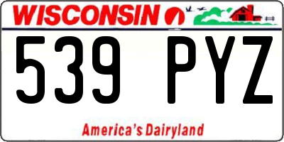 WI license plate 539PYZ