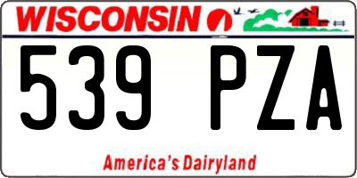 WI license plate 539PZA