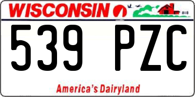 WI license plate 539PZC