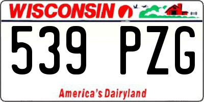 WI license plate 539PZG