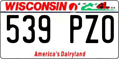 WI license plate 539PZO