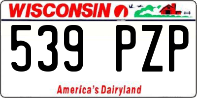 WI license plate 539PZP
