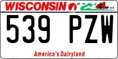 WI license plate 539PZW