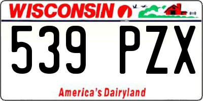 WI license plate 539PZX