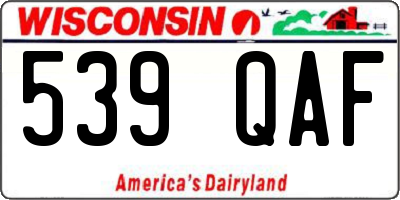 WI license plate 539QAF